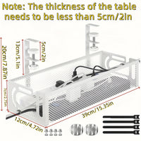 CableSafe XL – Untertisch-Kabelkanal aus Karbonstahl (Gitter-Design)