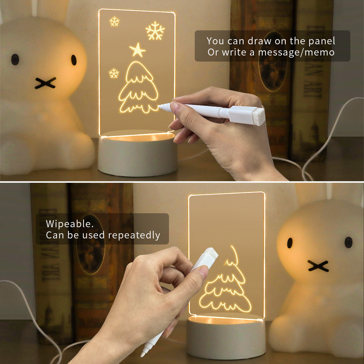 GlowNote – Beleuchtetes LED Notizboard inkl. Stift (Warmweiß)
