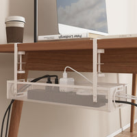 CableSafe XL – Untertisch-Kabelkanal aus Karbonstahl (Gitter-Design)