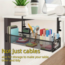 CableSafe XL – Untertisch-Kabelkanal aus Karbonstahl (Gitter-Design)