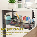 CableSafe XL – Untertisch-Kabelkanal aus Karbonstahl (Gitter-Design)