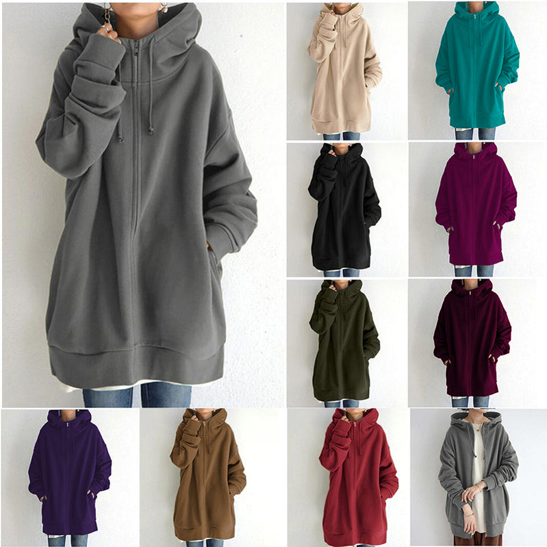 Fuzzy Cloud – Langer Teddy-Fleece Hoodie mit Reißverschluss