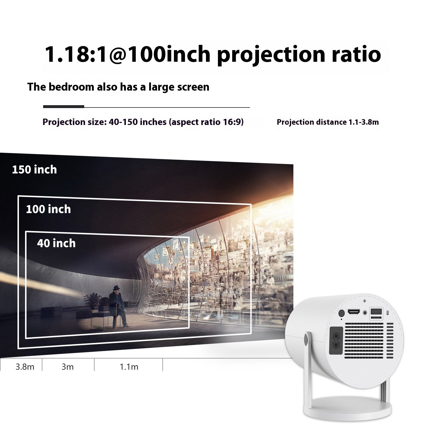 CineCube 180° – Smart HD Projektor für Wand & Decke